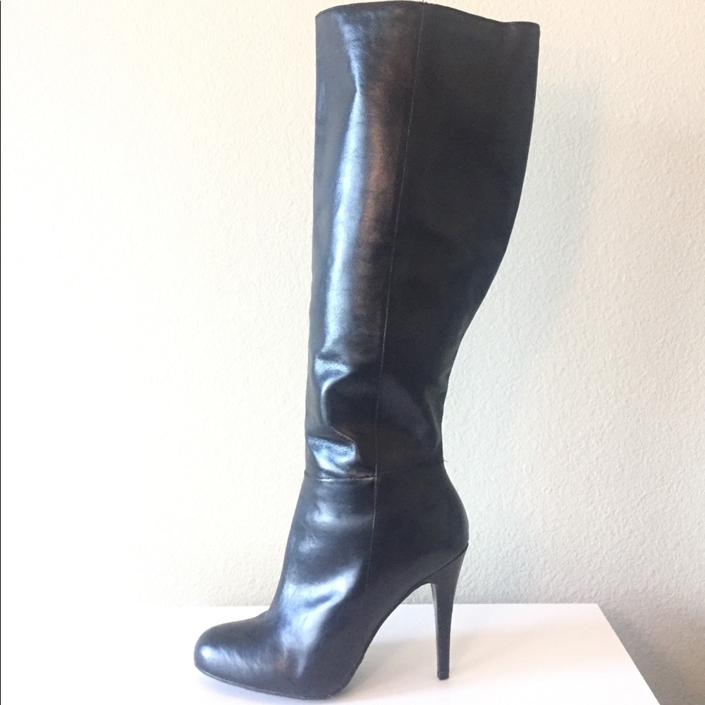 Genuine Leather Black Stiletto Knee-High Boots -10